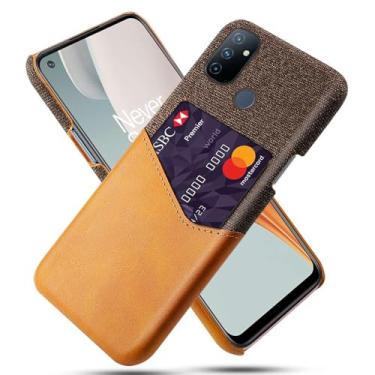 Imagem de Capa para Oneplus Nord N100,Tela e tampa de couro PU,Antideslizante,360°cobertura completa à prova de choque com 1 slot de cartão atrás,Prevenção de queda-Brown