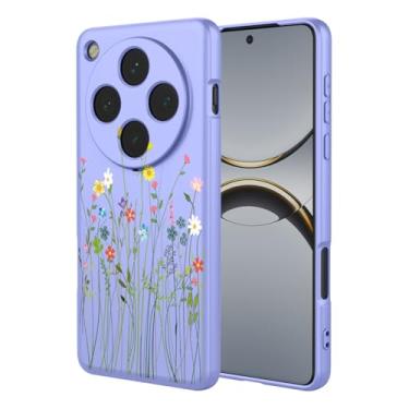 Imagem de HTXWXJC Capa de telefone para Oppo Find X8 Pro, CPH2659, PKC110, PKC130 capa flexível à prova de choque TPU macia capa de telefone com padrão de flores para Oppo Find X8 Pro flor roxa