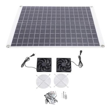Imagem de Ventilador de Circulação de Ar Duplo para Painel Solar, Material de Silício Monocristalino Fácil Instalação Kit de Exaustor de Energia Solar Leve e Portátil para Estufa (20W 18V)