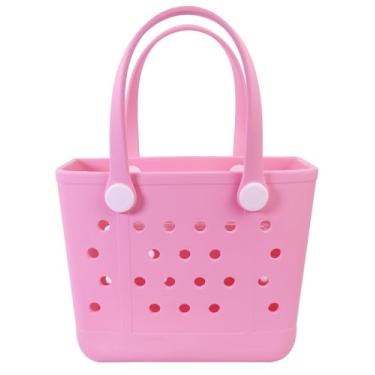 Imagem de Addoklm Bolsa de praia de borracha leve X grande para impermeável, bolsa aberta durável para barco, piscina, esportes, academia, rosa, Small