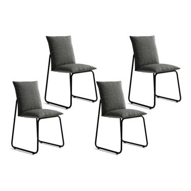 Imagem de Kit 4 Cadeiras Sala Jantar Soft 1750 4 Uni Preto/Linho Grafite - Carraro