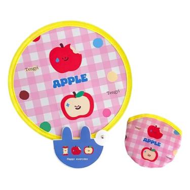 Imagem de kowaku Ventilador dobrável de desenho animado, ventilador portátil fofo para lembrancinhas de festa e atividades ao ar livre, Duas Maçãs