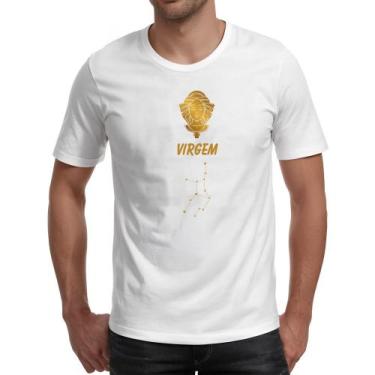Imagem de Camiseta Unissex Signo Virgem Constelacao Dourada - Alearts, P