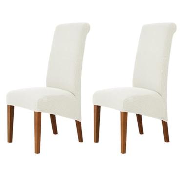 Imagem de Lzyjckh Capa elástica para cadeira de jantar, Capas para cadeiras com encosto alto, Protetor de capa para cadeira Parsons removível e lavável, para sala de jantar, festa,White,2PCS