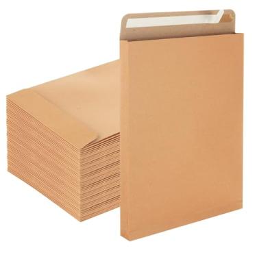 Imagem de LOYORTY Envelopes Kraft grandes, 50 peças, envelopes expansíveis de 23,9 cm x 33,5 cm, envelopes de catálogo autoselados para armazenamento e organização de negócios em casa e escritório