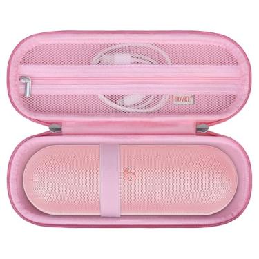 Imagem de BOVKE Estojo de transporte para Beats Pill – Alto-falante Bluetooth portátil, alto-falante sem fio Beats Pill, bolsa de viagem com bolso de malha extra para cabos de carregamento, acessórios, rosa