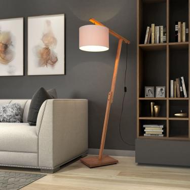 Imagem de Abajur Luminária De Chão Aurora Com Cúpula Base De Madeira
