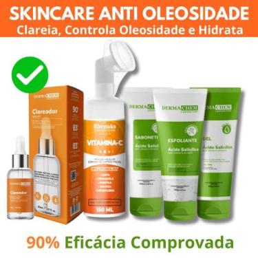 Imagem de Kit Skincare Anti Oleosidade e Acne,Sérum Clareador Manchas Dermachem,