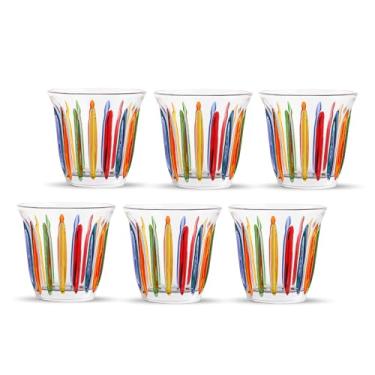Imagem de MHW-3BOMBER Conjunto de 6 copos pequenos de vidro de 85 g, copos de café com leite pintados coloridos para expresso, uísque, vodca, bebidas espirituosas e licores G6191-OS