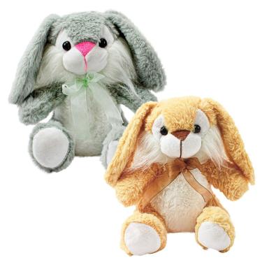 Imagem de Pelúcia de Coelho com Lacinho Orelhudo Cor diversa Bege ou Cinza R3283 - BBR Toys