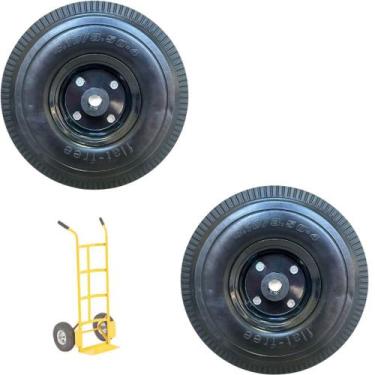 Imagem de 2 Roda Pneu Maciço 4.10 3.50X4 Com Rolete Carrinho de Carga - Borac