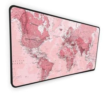 Imagem de Mouse Pad Gamer Speed Extra Grande 70x35, Profissional - Mapa Mundi Rosa