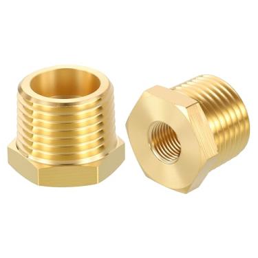 Imagem de Rebower Pacote com 4 adaptadores macho para FeMache, 1/5.1 cm MNPT x 1/20.3 cm FNPT redutores de bucha sextavada de latão rosqueado para compressor de ar, encanamento, linhas de fluido, refrigeração