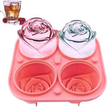 Imagem de Forma de Gelo de Silicone Formato de Flor Rosa Grande