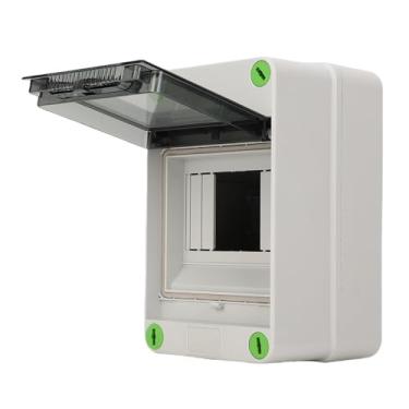 Imagem de Asixxsix Caixa de distribuição de energia de 4 vias, MCB de trilho DIN com parafuso verde, caixa de proteção de distribuição à prova d'água IP66 para uso interno e externo