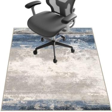 Imagem de Tapete de cadeira para piso de madeira, 122 cm x 91 cm, tapete embaixo da mesa para cadeira de computador com rodinhas e piso baixo, protetor de piso antiderrapante para escritório em casa, estilo