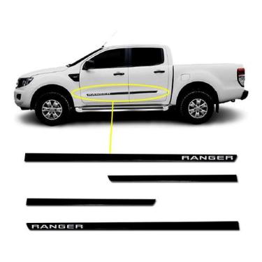 Imagem de Friso Lateral Slim Ranger 2013 a 2023 Kit Black (Preto Brilhante) Ades
