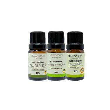 Imagem de Kit 03 Óleos Essenciais de Melaleuca Hortelã e Alecrim 10ml Belezanatu