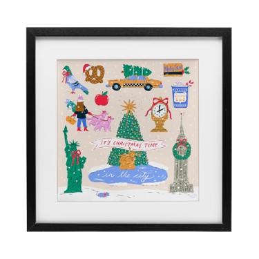 Imagem de Stupell Industries Impressão emoldurada preta de Natal na cidade de Nova York, design sob vidro por Krissy Mast, 33 x 33