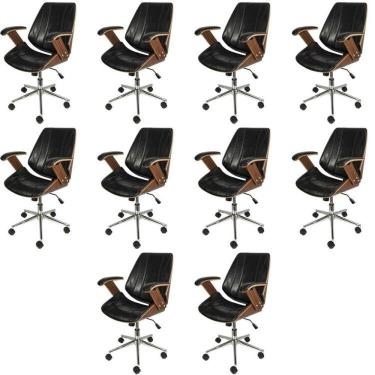 Imagem de Kit 10 Cadeiras para Escritório Diretor Bergen Baixa 3331 Preto