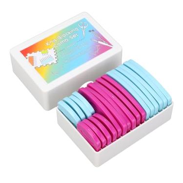 Imagem de Ferramenta de modelagem profissional de bloqueio de bloqueio para o suéter de tricô de lenço de lenço bordado de crochê com 20 pcs azul roxo de aço inoxidável bloqueadores de