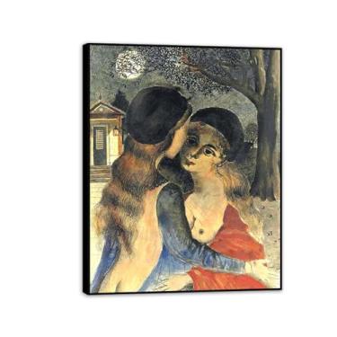 Imagem de Paul Delvaux Arte de parede Les Demoiselles de Tongres Impressão em tela Surrealismo Arte em tela famosa reprodução pôster quarto sala de estar decoração casa 90x70 cm (91.4x71.1 cm) moldura preta