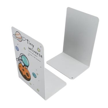 Imagem de 1 par os suportes de livros de metal resistente a não derrotar stoppers de livros para livros Catálogos de pastas de revistas (Universo Branco)
