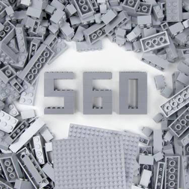 Imagem de Cabeeskii 560 Pieces Gray Classic Building Blocks Bulk with 2 Base Plates, Building Bricks in 7 Size, Compatible with All Major Bricks, for Kids & MOC Lovers