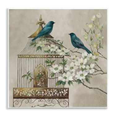 Imagem de Stupell Industries Design de arte de placa de parede de Menagerie Neutro Birdcage por Elaine Vollherbst, 12 x 12