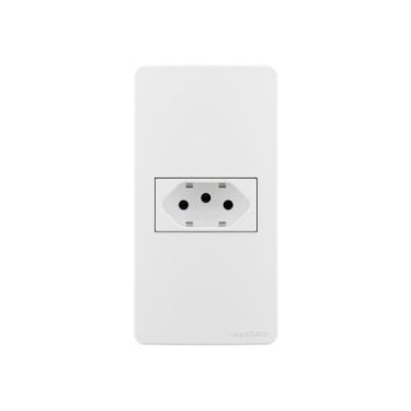Imagem de Placa para Condulete Caixa 1" com Tomada MarGirius Sleek 2P+T 10A Branca