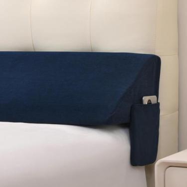 Imagem de Almofada Bed Wedge Vekkia Queen para cabeceira Gap Filler Blue