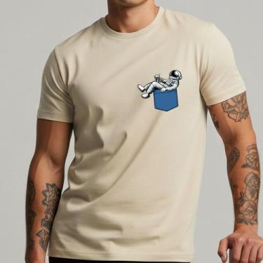Imagem de Camiseta Masculina Astronauta Criativa Estilo Streetwear Geek Nerd Alg