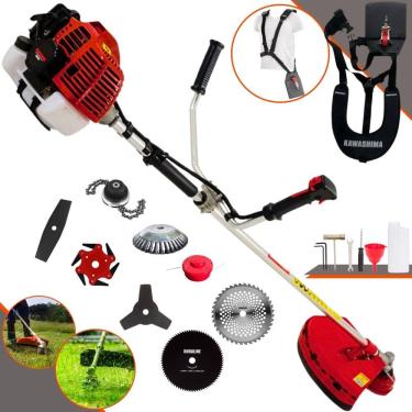 Imagem de Aparador de Grama Kawashima KW52L 52cc 2,5HP Com Carretel + Facas 2 Pontas, 3 Pontas, 6 Pontas, 40 Dentes Vídea, 80 Dentes, Trimmer e Escova de Aço