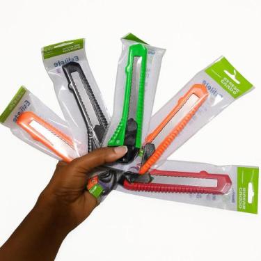 Imagem de Kit 05 Estilete Corte Grande Largo 18mm Plástico - Leonora