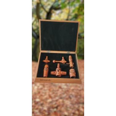 Imagem de Kit coleção apito pios artesanal profissional tampa de madeira observa