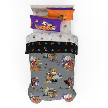 Imagem de Jogo de cama infantil de Halloween da Patrulha Canina, 5 peças, super macio, confortável, reversível e conjunto de lençol com capa, solteiro (produto oficialmente licenciado) por Franco