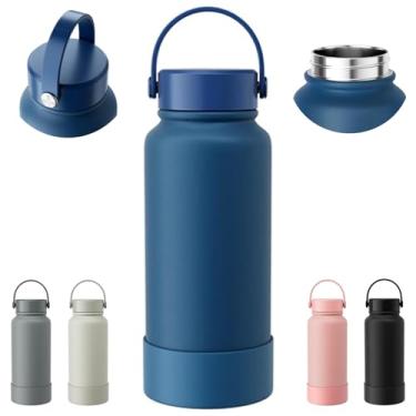 Imagem de Garrafa Termica 1 Litros,Garrafa de Agua Termica,Capacidade de 1000 ml,Lsolamento a Vácuo Duplo,Tampa Selada, Aço Inoxidável, Adequado para Cerveja, Café, Água, Leite (Azul escuro)