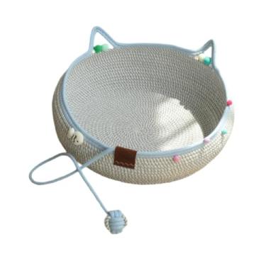 Imagem de IEUDNS Cama para gatos feita à mão com corda, arranhador portátil para gatos, suprimentos para animais de estimação, cama resistente ao desgaste para, M