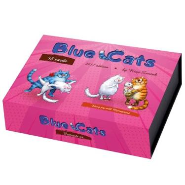 Imagem de Conjunto de cartões postais premium – 58 cartões artísticos em branco para correspondência, scrapbooking e decoração. 10 x 15 cm. Cartão postal de gato azul 2017 por Rina Zeniuk. Cartolina 300GSM