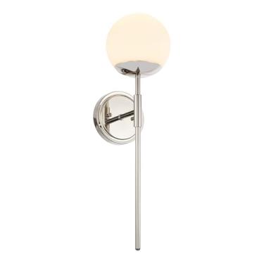 Imagem de Ntsunxeko Arandelas de parede de globo de níquel polido, iluminação de parede de arandelas modernas, luminárias de vaidade com vidro opala globo, lâmpada de parede para banheiro, quarto, sala de estar