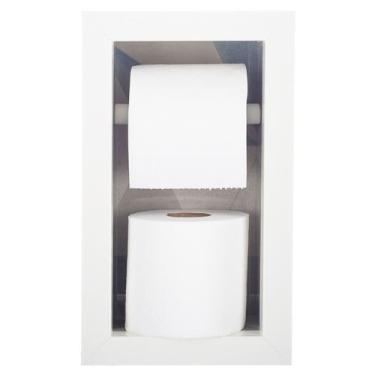 Imagem de Nicho Porta Papel Higiênico Duplo Para Banheiro Organizador Em Porcela