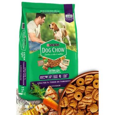 Imagem de Ração Seca Nestlé Purina Dog Chow Extra Life Carne, Frango e Arroz Cãe