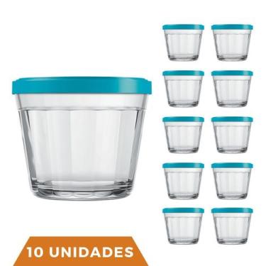 Imagem de 10 Pote Americano Vidro C/Tampa Cores Amlimento 150ml Nadir - NADIR FI