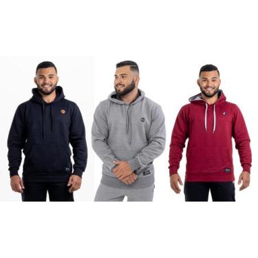 Imagem de kit 3 Cangurus Blusas Casacos Masculinos Peluciado - Flero, Preto, Mes