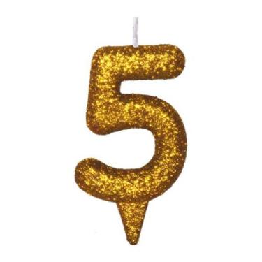 Imagem de Vela De Aniversário Número Magic Glitter Dourado - PartiuFesta