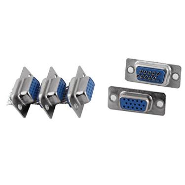 Imagem de uxcell Adaptador de conector D-Sub fêmea de 15 pinos VGA DB15HD de solda de substituição, 5 peças