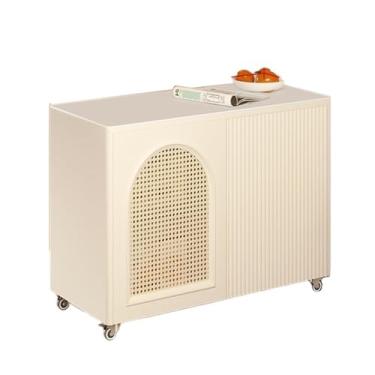 Imagem de Mesa lateral de sofá estilo creme aparador de sofá mesa de chá móvel armário despensa mesa de bar de chá mesa lateral aparadores sala de estar armário lateral criativo (W950xD400xH656mm)