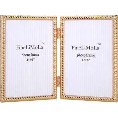 Imagem de Moldura para fotos FineLimola 4x6", moldura dupla, metal dourado