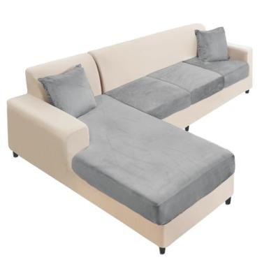 Imagem de Capa de sofá secional NAISI Velvet 4 peças cinza claro