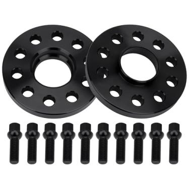 Imagem de IRONTEK Espaçadores de roda de 5 x 100 mm a 5 x 100 mm espaçadores forjados reais de 15 mm com furo de cubo de 57,1 mm M14 x 1,5 pinos aptos para Audi A3 A4 A6 A8 Q2 Q3 R8 S3 S4 S6 S8 TT, para